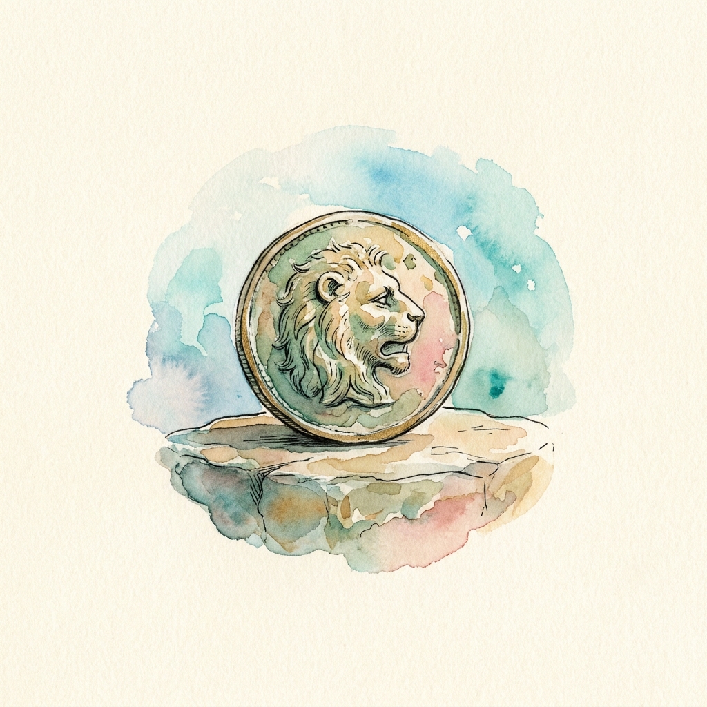 Watercolor emblem for The Lydian Lion